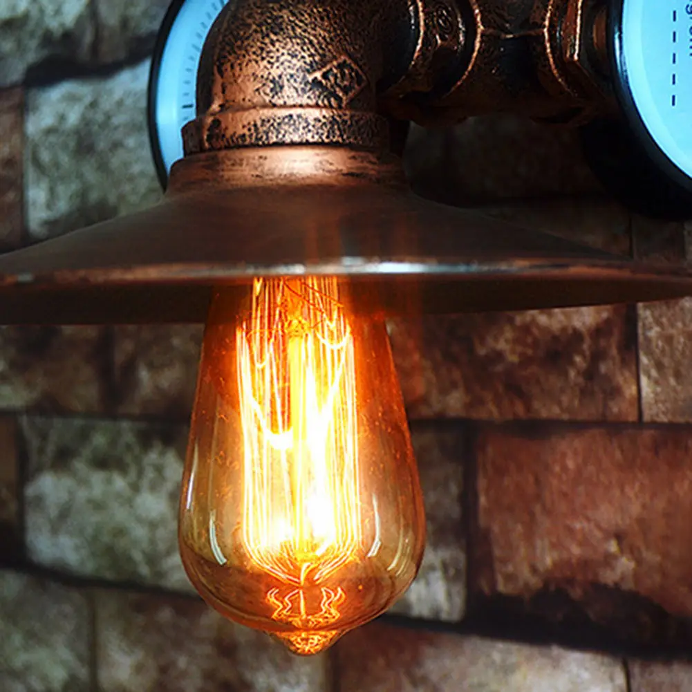 Retro Loft Style Water Pipe Vintage Industrial Wall Lamp Metal Light E26/E27 Edison Sconce For Home Indoor Lighting | Освещение