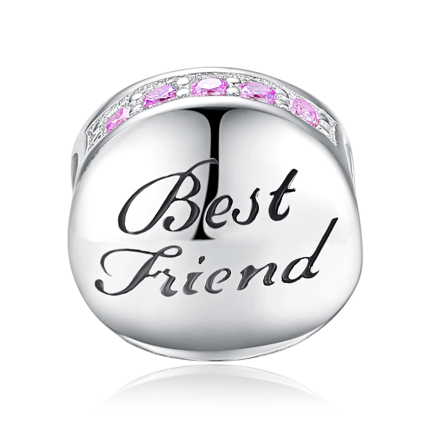 JewelryPalace Half Infinity Round Pink Cubic Zirconia Engraved Best friend Ball Beads Charms 925 Sterling Silver Hot DIY Jewelry | Украшения