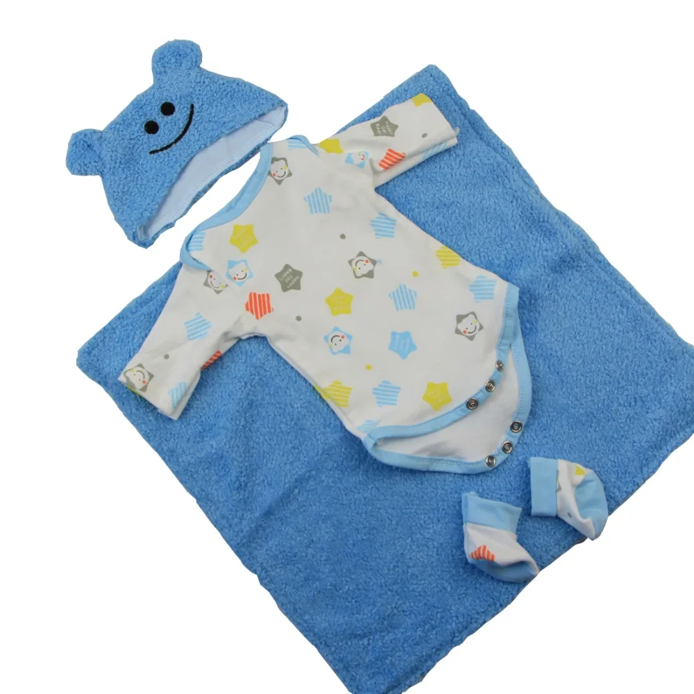 

Handmade Clothes Sets Fit For 17 Inch Reborn Doll Hat Romper Socks 3 Pieces Doll Clothing Baby Doll Cloth Accessories For Boys