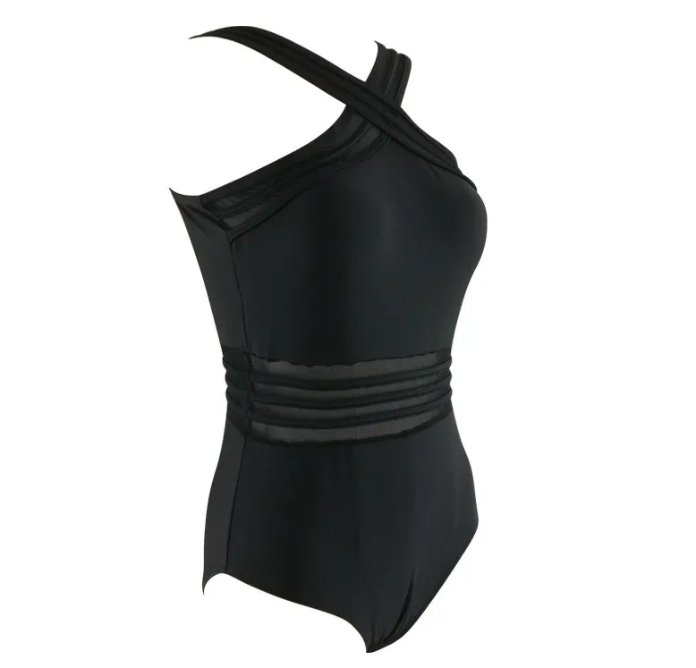 Rhyme Lady new one piece swimsuit sexy mesh swimwear women solid color Monokini Brazilian push up swimming suit XXL | Спорт и