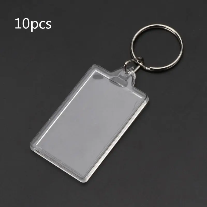 10Pcs Picture Blank Keyrings Transparent Acrylic Key Chains Insert Your Photo Picture Frame Keyring DIY Split Ring Gift - Цвет: 5
