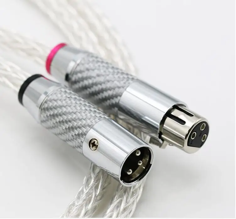1 пара Hi End 8AG с серебряным покрытием аудио кабель углеродного волокна 3 штыря XLR