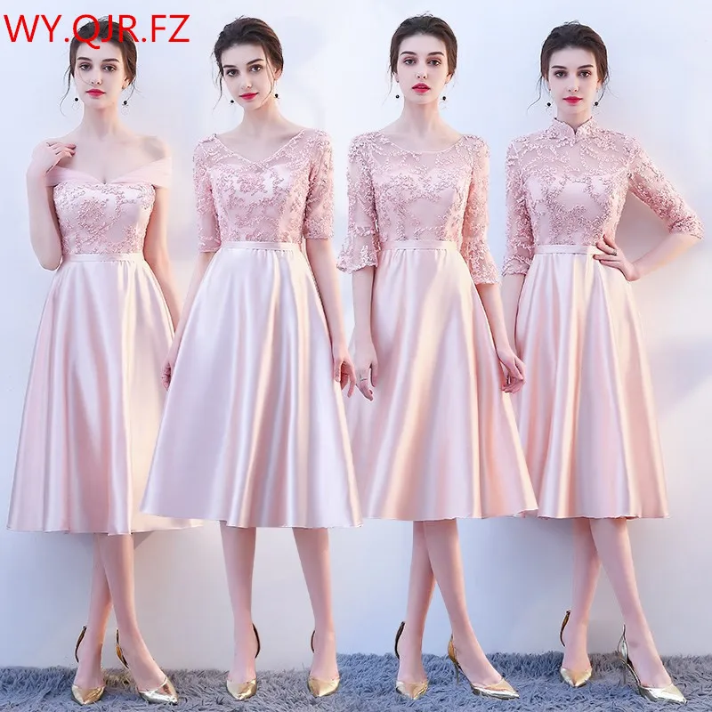 KBS 025 # средней и большой длины розового цвета на шнуровке платье подружки невесты