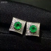 kjjeaxcmy fine jewelry 925 pure silver embedded natural emerald lady ear studs support test