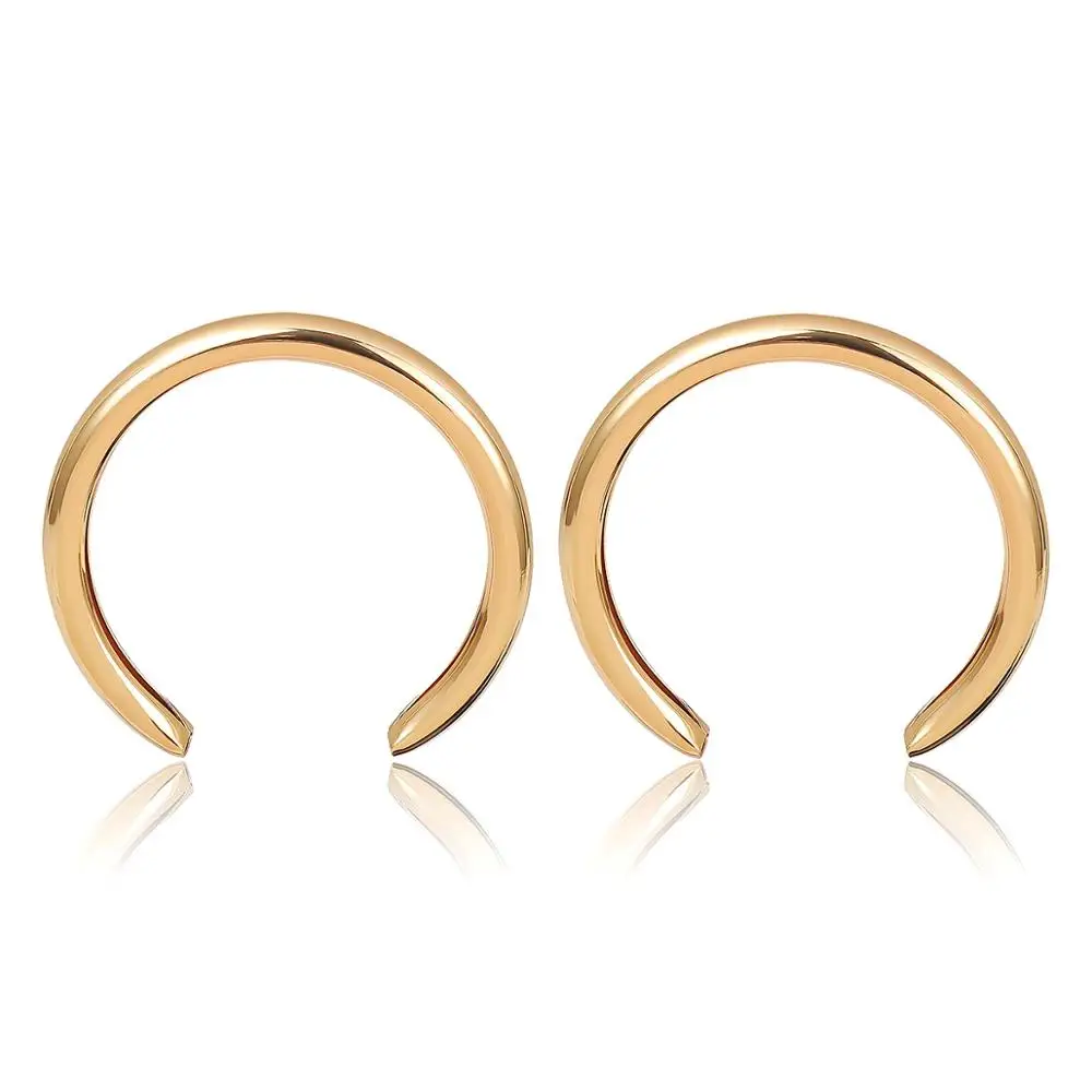 Gold AENSOA, трендовые, большие, открытые, круглые, висячие серьги для женщин, Преувеличенные, в стиле панк, золотые, серебряные, Круглые, металлические серьги, вечерние, свадебные ювелирные изделия - Окраска металла: Gold