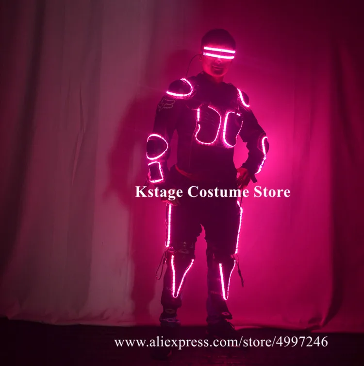 KS68 Party dance stage wears led costumes RGB colorful light robot suit dj glasses armor outfits men luminous dress bar | Дом и сад
