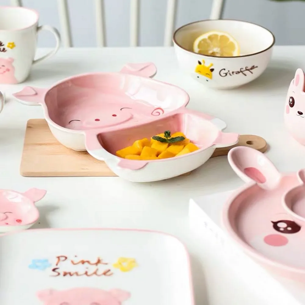 Милая мультяшная керамическая посуда бытовая тарелка миска для риса Детская