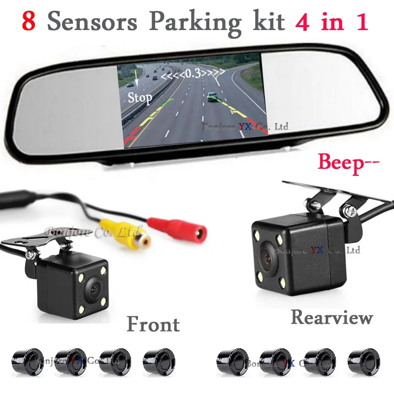 4 в 1 Авто 5 зеркальный монитор дисплей с парковочным датчиком 8 Красный