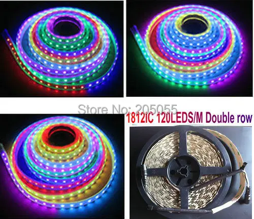 Двухрядная Светодиодная лента 5 М 5050 SMD TM 1812 IC Dream Color RGB многоцветсветодиодный