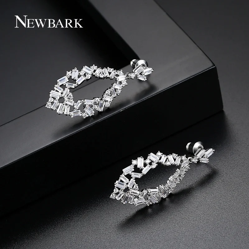 NEWBARK элегантный серебристый Цвет Длинные висячие серьги Медь AAA кубический