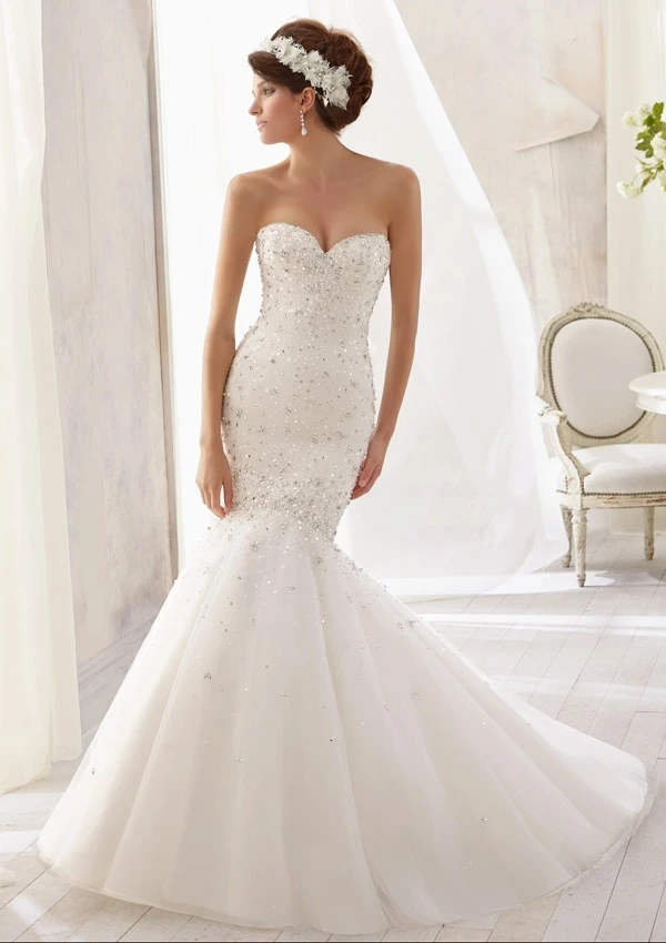 New Custom hand made crystal dimond luxurious princess romantic casamento organza vintage mermaid wedding dress new desigmer - купить по