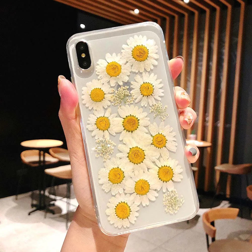 DR. Чехол настоящие сухие цветы чехол для iPhone XS Max XR X ручной работы 8 Plus 7 6 6S Capinhas Fundas