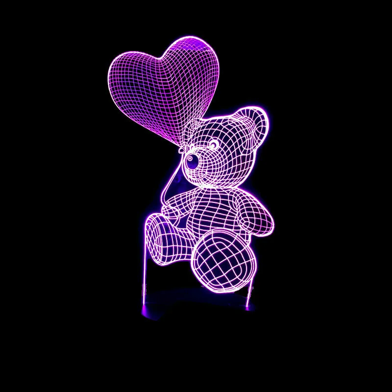 Подарок для подруги 7 цветов изменения 3D голограмма лампа Медведь Вечерние
