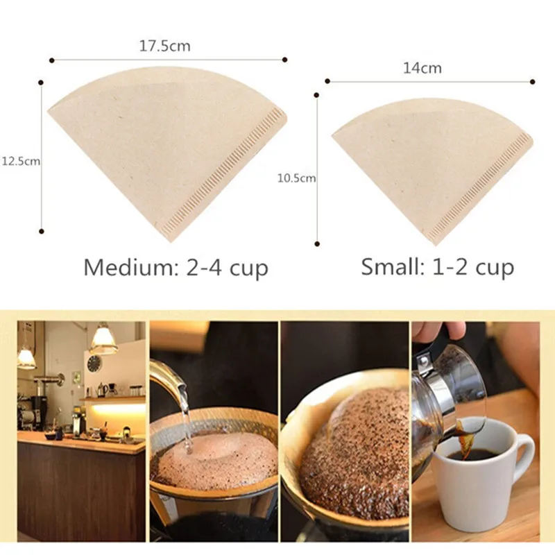 40 шт бумажные фильтры для кофе древесины V Форма 1-2Cup 2-4Cup V60 кувшин фильтровальные