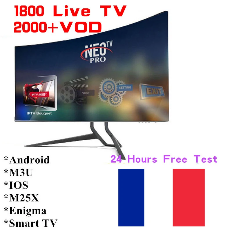 Neo tv pro французская Ip ТВ подписка 1800 Live tv VOD фильмы каналы Франция арабские африканские Европа IP ТВ 12 месяцев 4K Смарт ТВ коробка