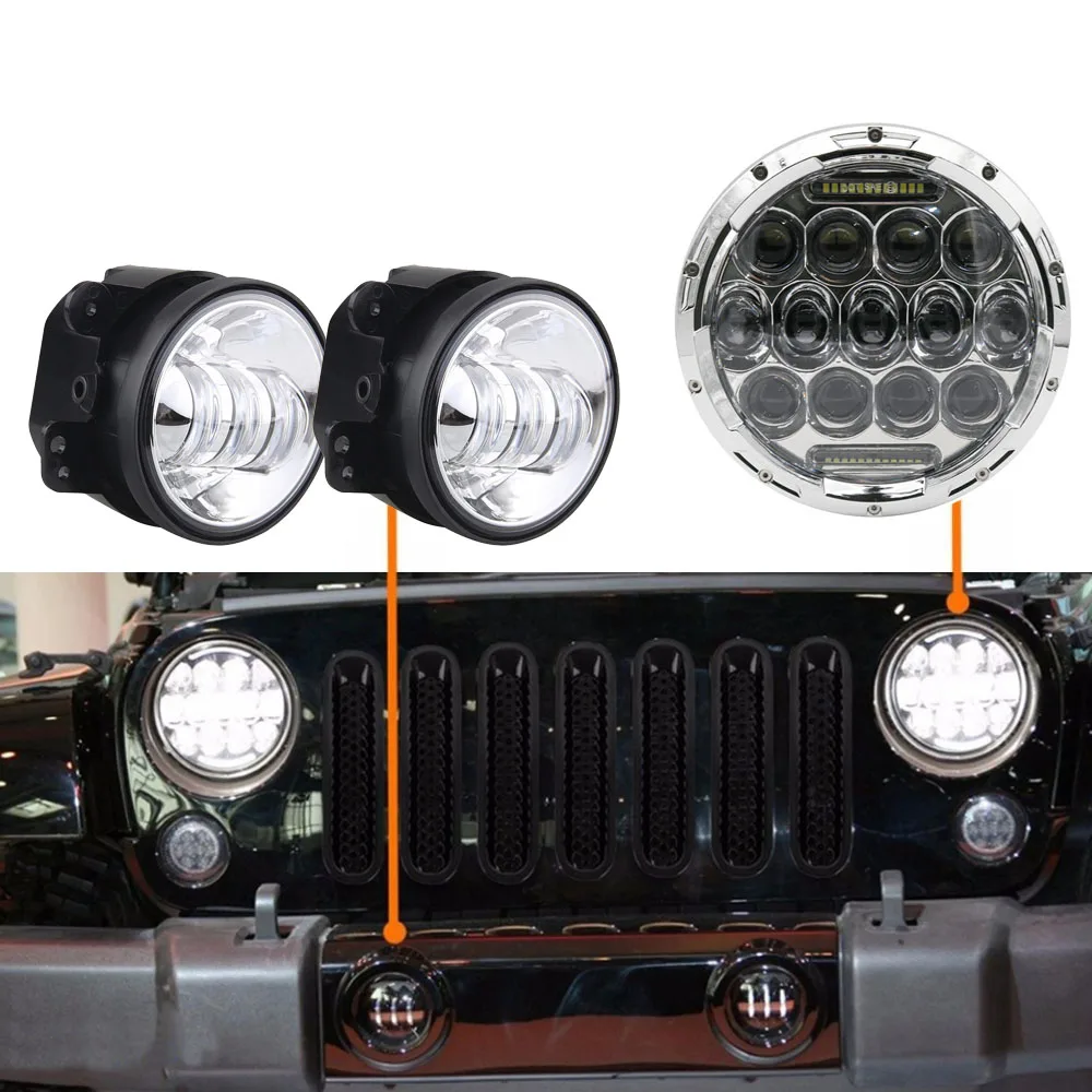 7 светодиодный Halo головной светильник s для Jeep Wrangler JK JKU TJ Рубикон сахара