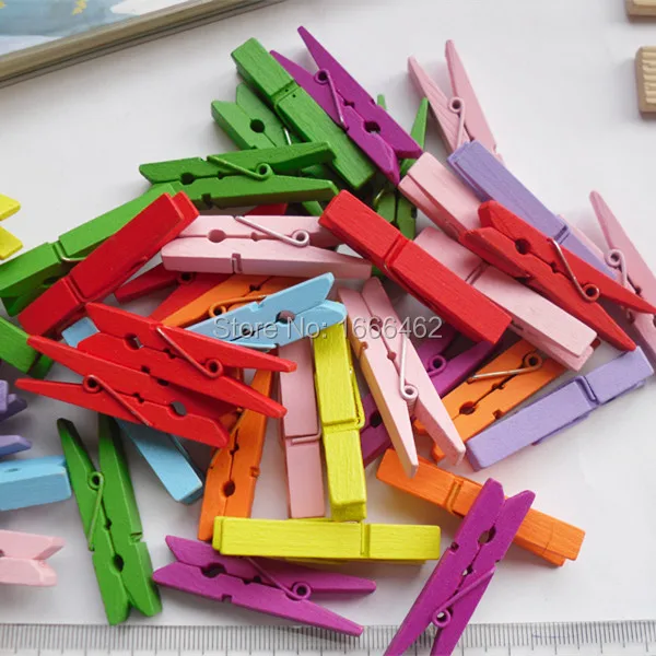 

Wood Clothespin Clips Note Pegs Mixed for Photo Paper Clothes 4.5x0.7cm,50PCs (j03)