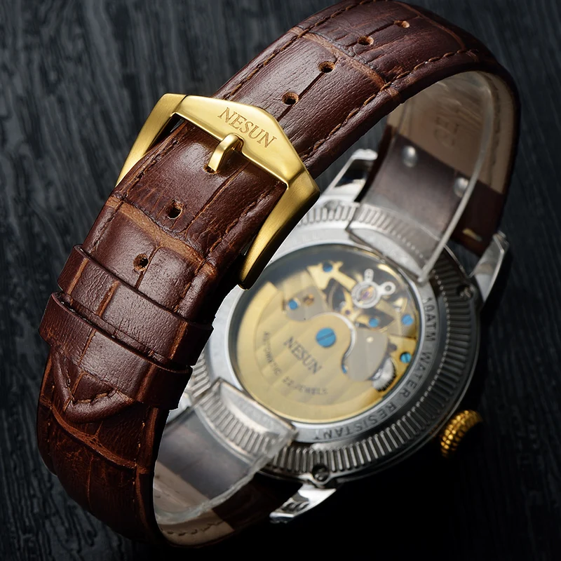 Роскошные брендовые швейцарские часы NESUN скелетоны с бриллиантами Мужские