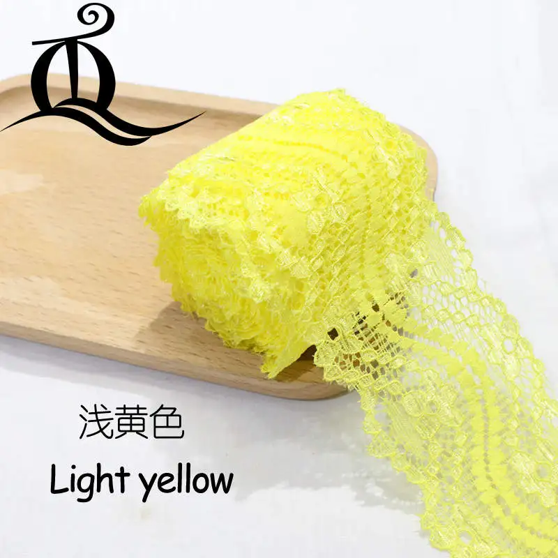 light yellow 5 Ярд 24 смешанные цвета аксессуары для одежды изысканный цвет кружево качество ткань кружево с эластичным кружевом шириной 5,5 см эластичное кружево, лента - Цвет: light yellow