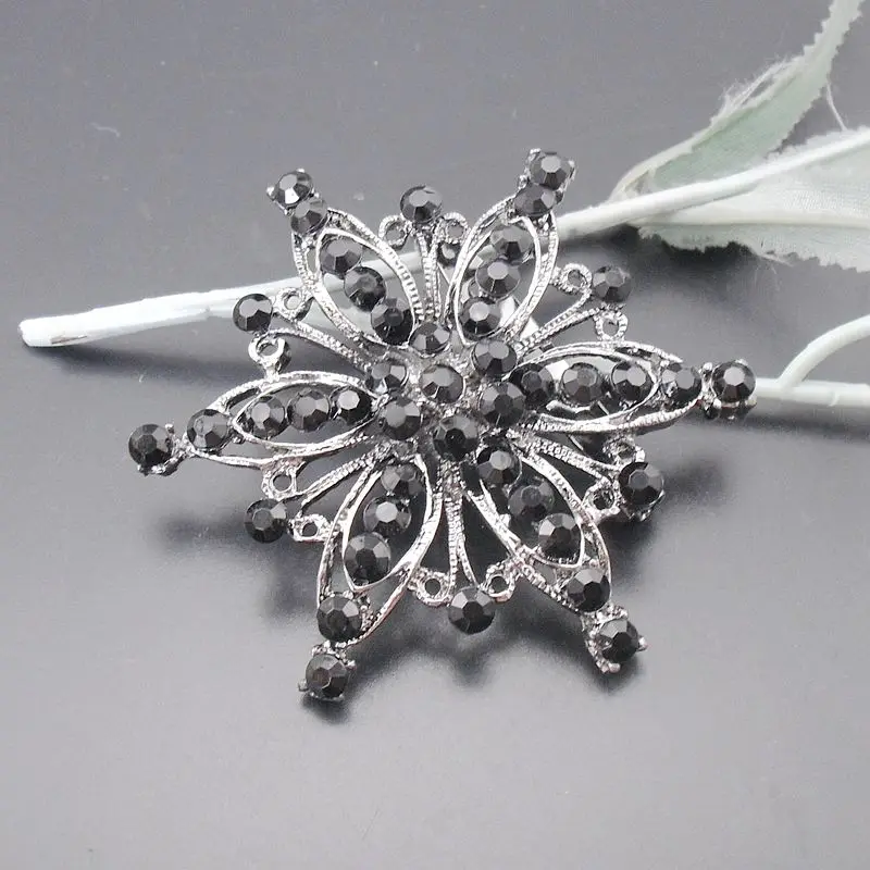 Большая черная Винтажная Брошь Стразы с металлическим покрытием артикул:
