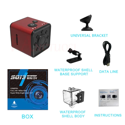 Red FANGTUOSI SQ13 wifi маленькая мини камера HD 1080P видео датчик ночного видения камера микро камера s DVR регистратор движения видеокамера - Цвет: Red