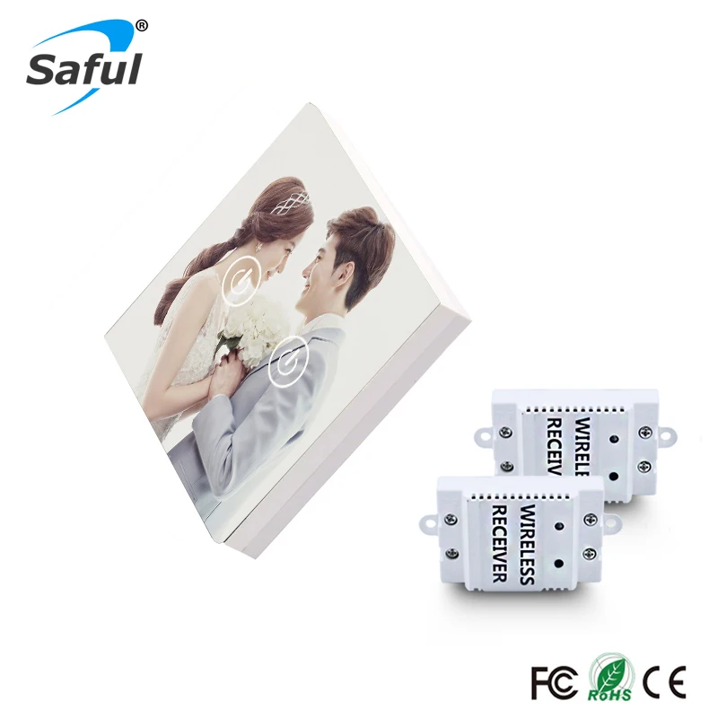 Saful 2 Gang Way стеклянная панель беспроводной настенный сенсорный выключатель DIY