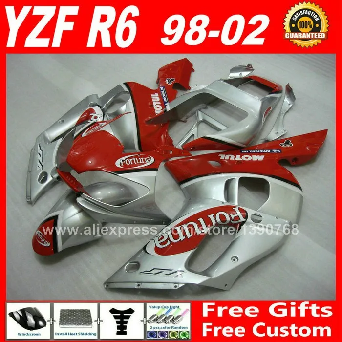 Дешевый комплект обтекателей для YAMAHA YZF R6 1998 2002 желтый пластиковый yzfr6 1999 2000 2001 98 99