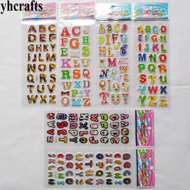 

96 листов (2832 шт. наклеек)/партия, съемные наклейки из ПВХ с буквами «Алфавит» и губкой, Обучающие игрушки «сделай сам» на английском языке