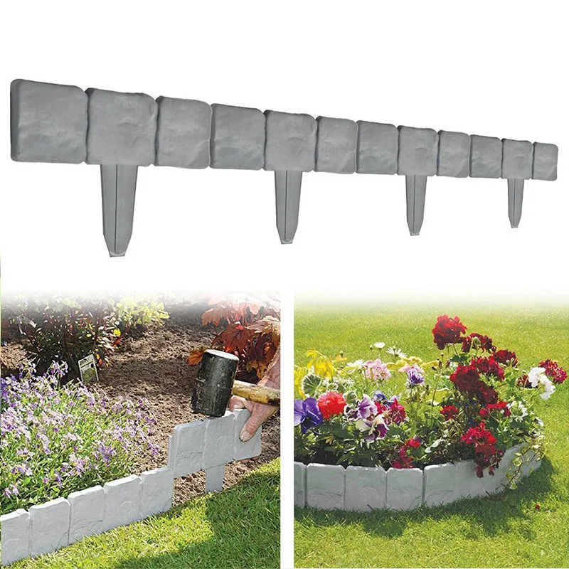 Пластиковая Т-образная ограда для лужайки мощеный камень эффект молотка в
