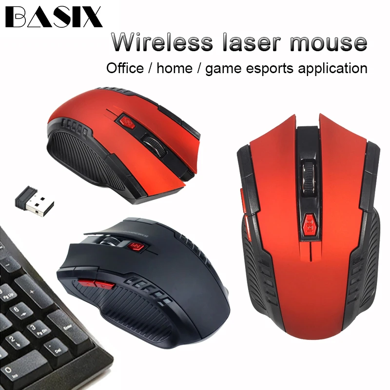 Basix Беспроводная оптическая мышь геймер Новые беспроводные мыши с USB Приемником