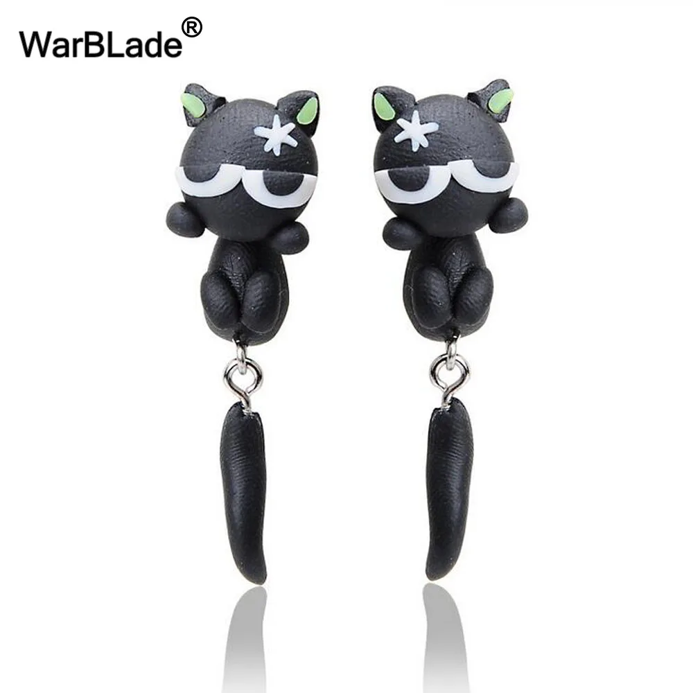 WarBLade 10 пар 3D серьги-гвоздики в виде собаки Мода ручная работа Полимерная глина крокодил, динозавр серьги-кошки для женщин ювелирные изделия