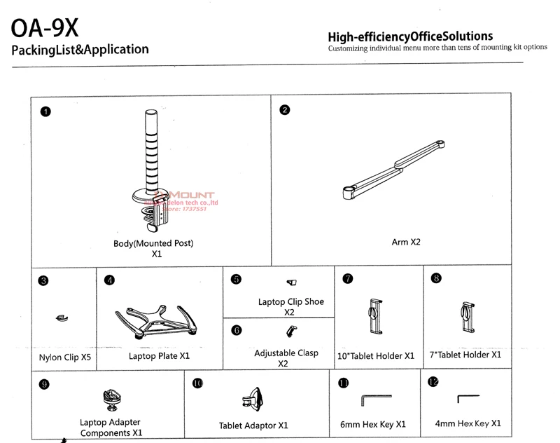 D-MOUNT OA-9X многофункциональная алюминиевая подставка с двумя ручками, 9 дюймов, 10 дюймов, подставка для ноутбука