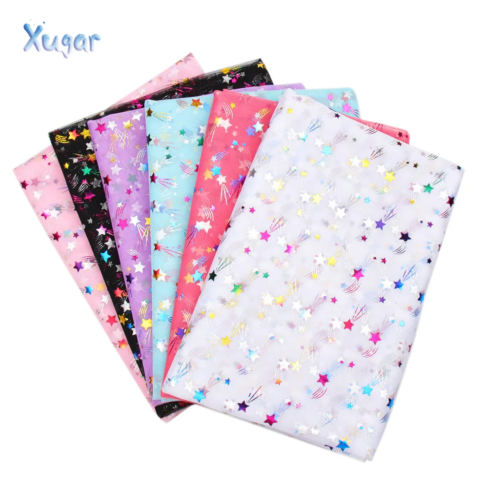 Xugar 90*150 см красочные звезды сетка ткань марля Тюль Радуга Ткань для DIY детское