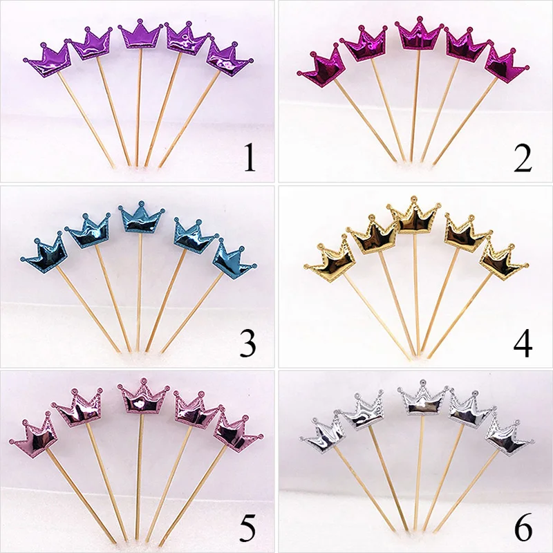 5 шт. Корона Звезда красочный Золотой душ для детей Торт Топперы ко дню рождения