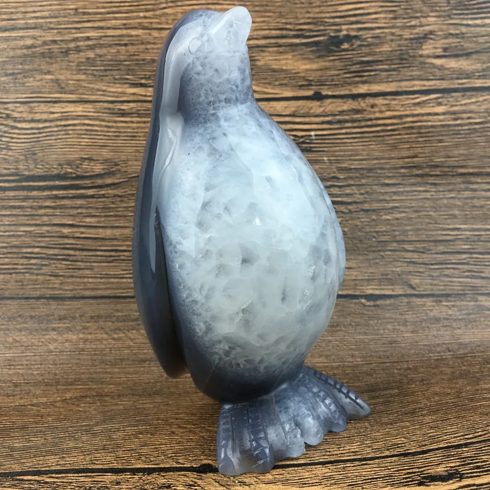 1.27LB Natural Geode Agate quartz penguin skull hand Carved crystal MK03 | Дом и сад