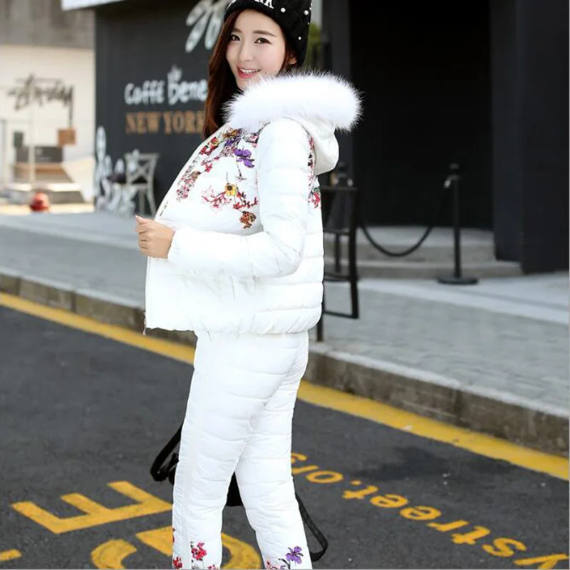 Зимний костюм из двух предметов новое хлопковое пальто с принтом + хлопковые