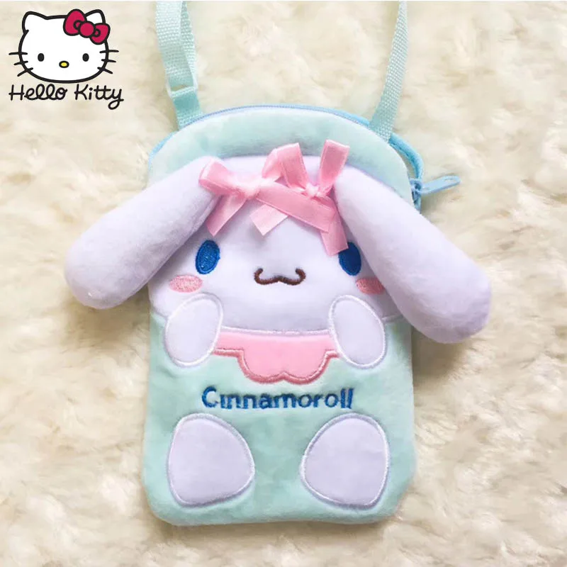 Green Hello kitty, высокое качество, мобильный чехол, Наклонная Сумка через плечо, сумка для монет, мини-сумка для девочек, детская сумка, милая сумка, плюшевая игрушка, подарок - Цвет: Green