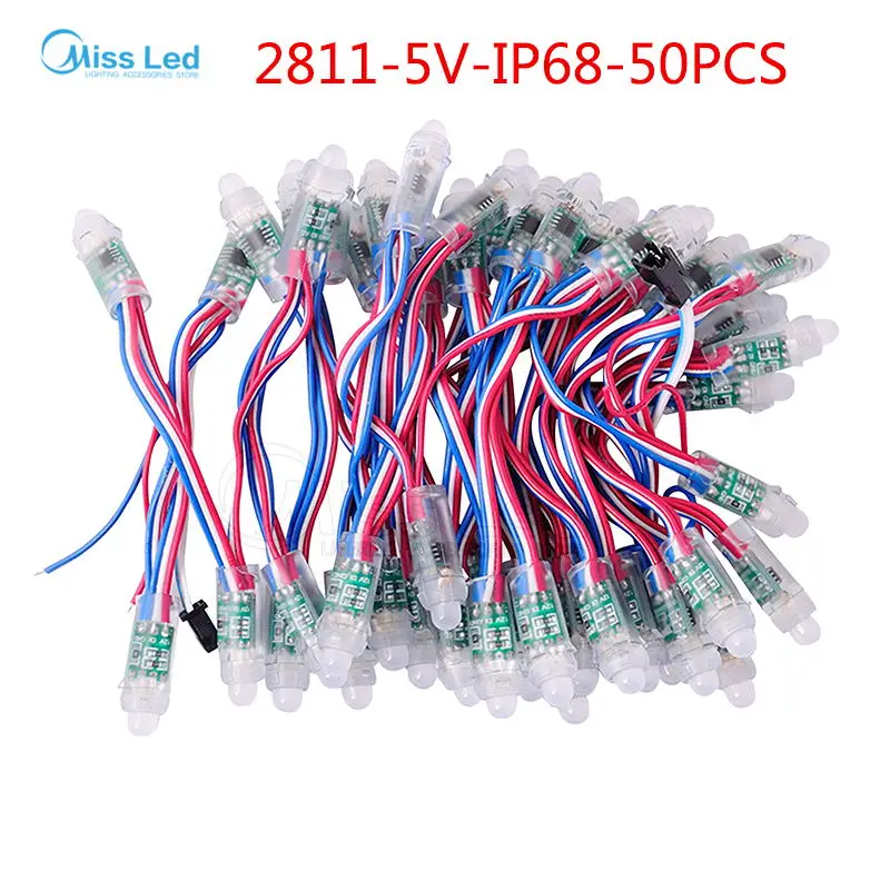 Цифровой светодиодный модуль WS2811 RGB 50 шт. 12 мм водонепроницаемый ip68 2811 IC