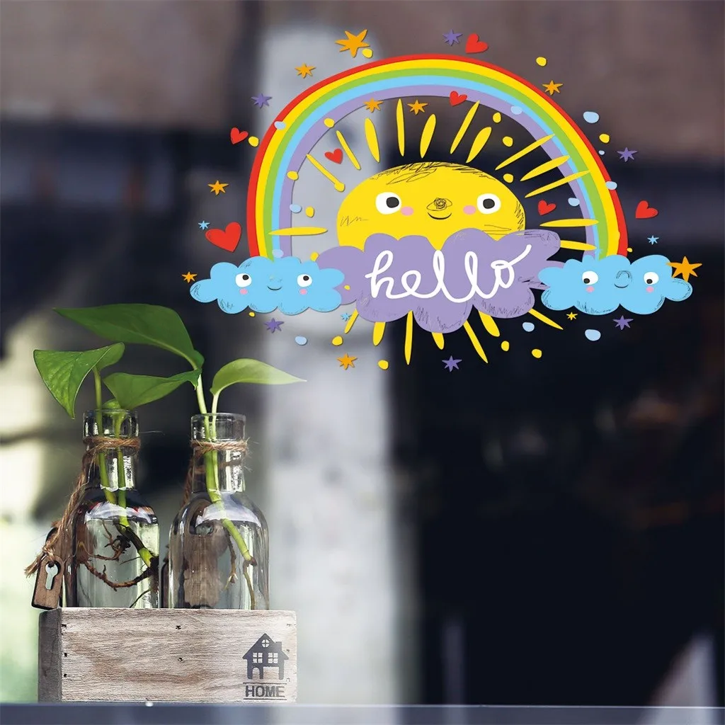 Wall stickers home decoration DIY creative rainbow sun mobile wall decorative window L0426 | Дом и сад