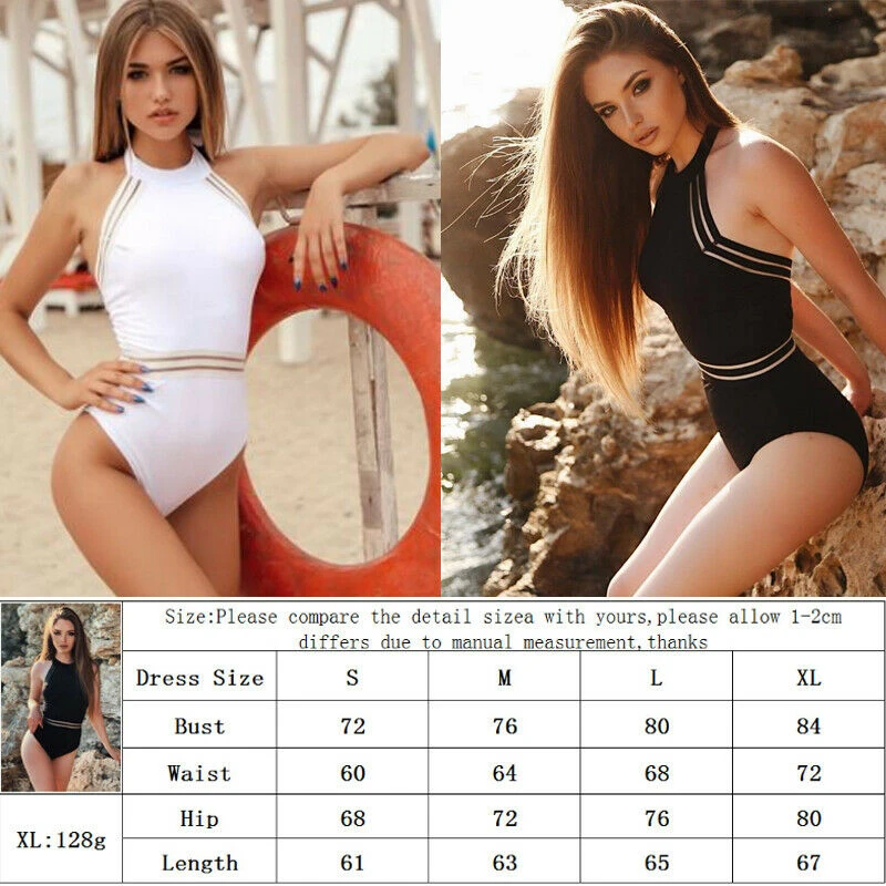 Женский купальник на бретелях бандажный без спинки монокини черный белый