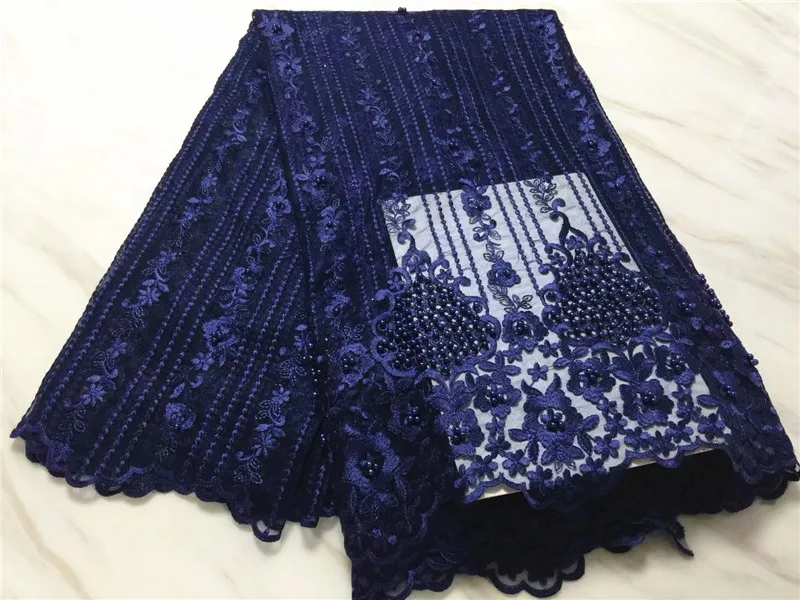 Blesing Hand made pearls beaded french tulle lace fabric high quality embroidered mesh for women dress | Дом и сад