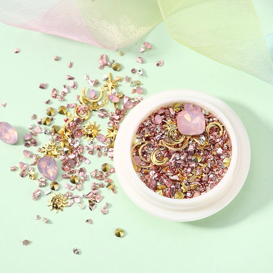 1 коробка для дизайна ногтей ROWHXY украшения цветные стразы корпус 3D бриллианты