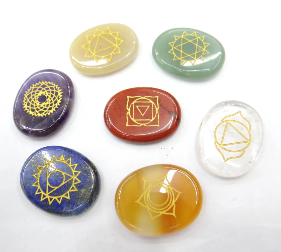 7 шт. натуральный камень s с лазуритом 25 мм гравировка символов полированная