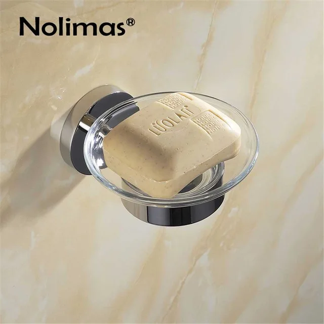 Glass Soap Dish SUS 304, нержавеющая сталь, набор аксессуаров для ванной комнаты, хромированный полированный держатель для зубных щеток, держатель для бумаги, держатель для полотенец, аксессуары для ванной комнаты - Цвет: Glass Soap Dish