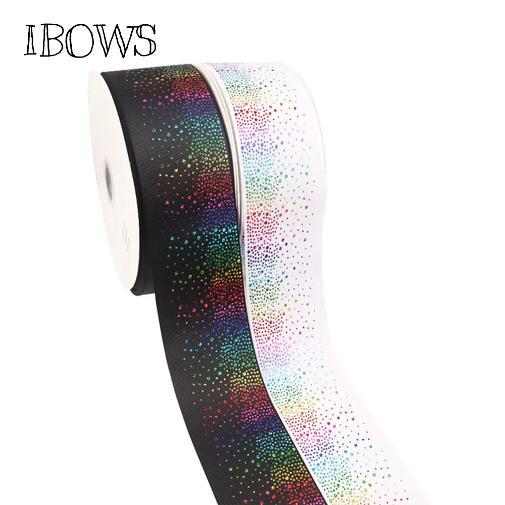 

2Yards 3"(75mm) Grosgrian Ribbon Colorful Dots Printed Glitter Pattern DIY Fabric Material Weeding Party Decoration Gift Warp