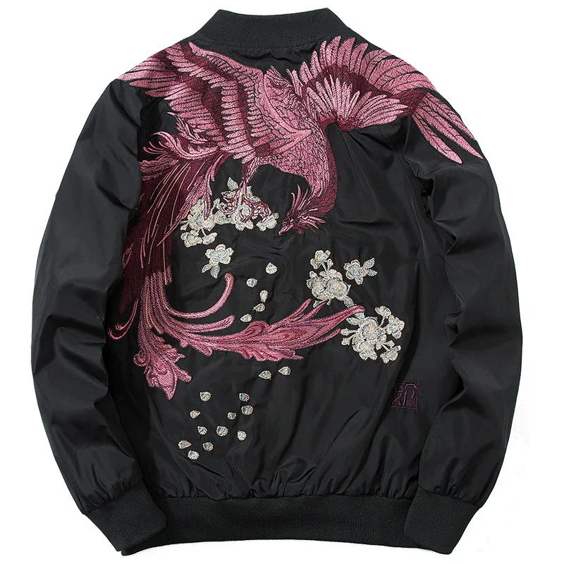 

New fashion Jacket High Street Phoenix Embroidery Coat Casual Outwear Hip Hop drop ship discount Spring Bomber clothes plus size
