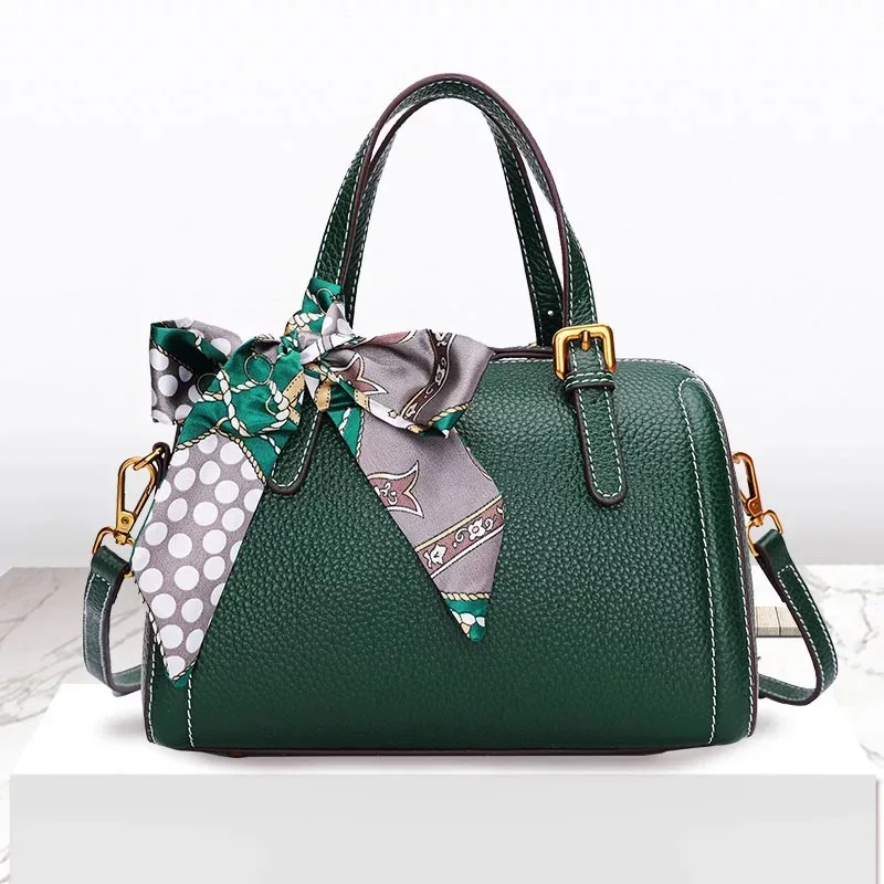 

2018 Luxury Women Genuine Leather Bags Scarves Shoulder Bag Classic Famous Brands Ladies Handbags Female Tote Bag bolsos mujer