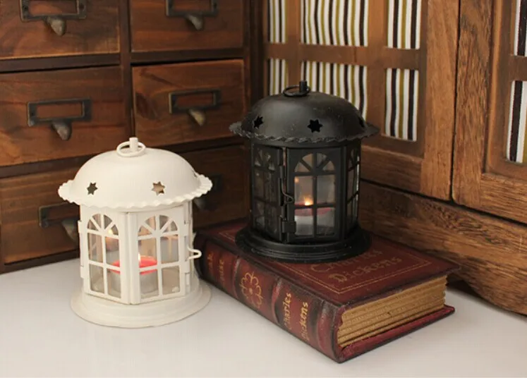 

1PC Vintage wrought iron glass candlestick wedding Valentine candle holder dia.12cm OK 0017
