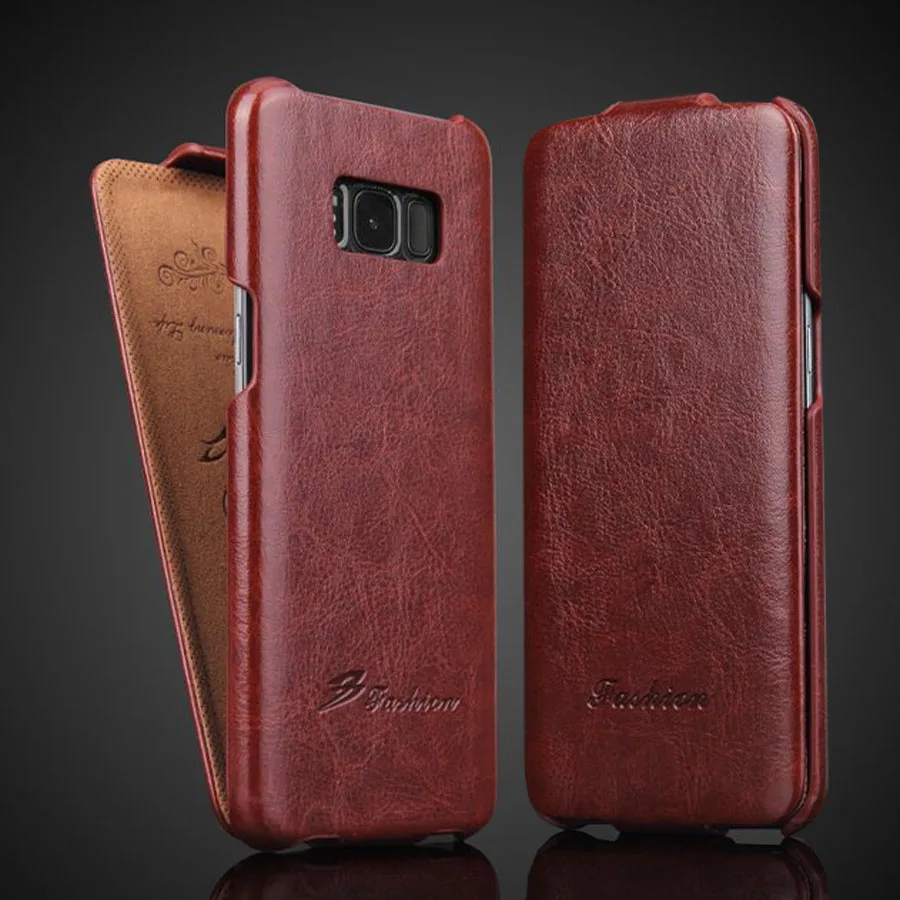 

Вертикальный флип-чехол из натуральной кожи для Samsung Galaxy S8 Plus, роскошные чехлы с бесплатной подарочной защитой экрана для Galaxy S8 +