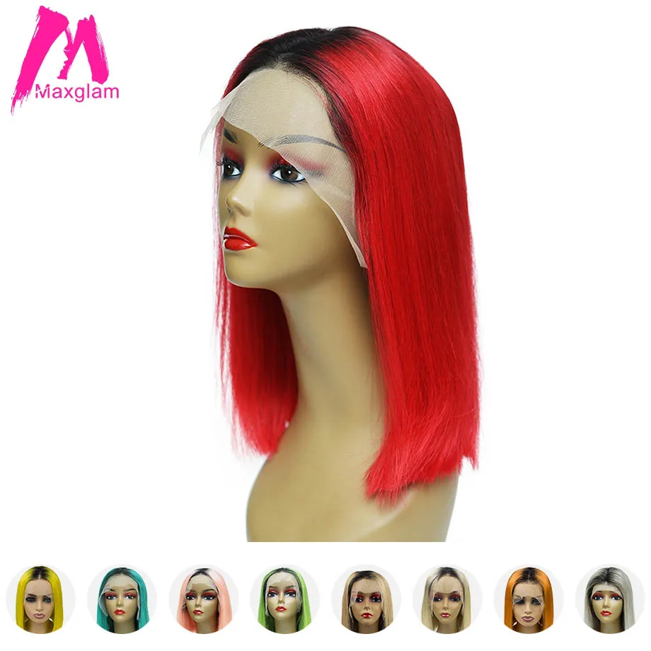 Maxglam Омбре парик из человеческих волос Блонд 613 короткий Боб кружева спереди